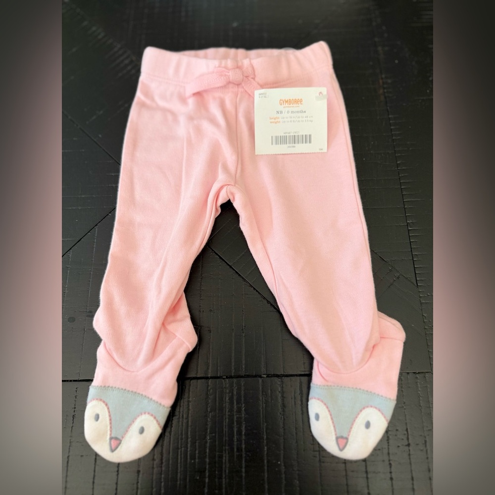 NWT Gymboree NB/0 months Pink Baby Pants with Animal Feet